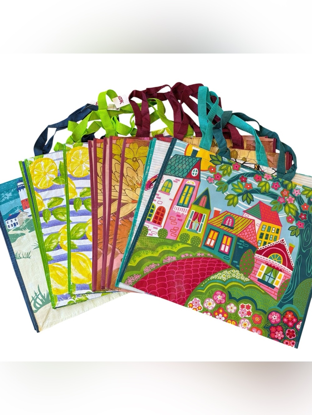 8! TJ Maxx Reusable Shopping Tote Bags NWT Assorted Prints Eco Grocery Gift Bags